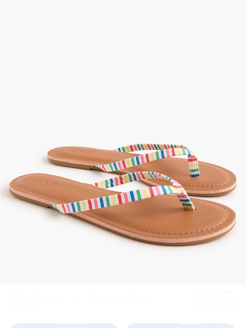 J.Crew Factory Easy Summer Flip-Flops featuring playful rainbow-striped straps